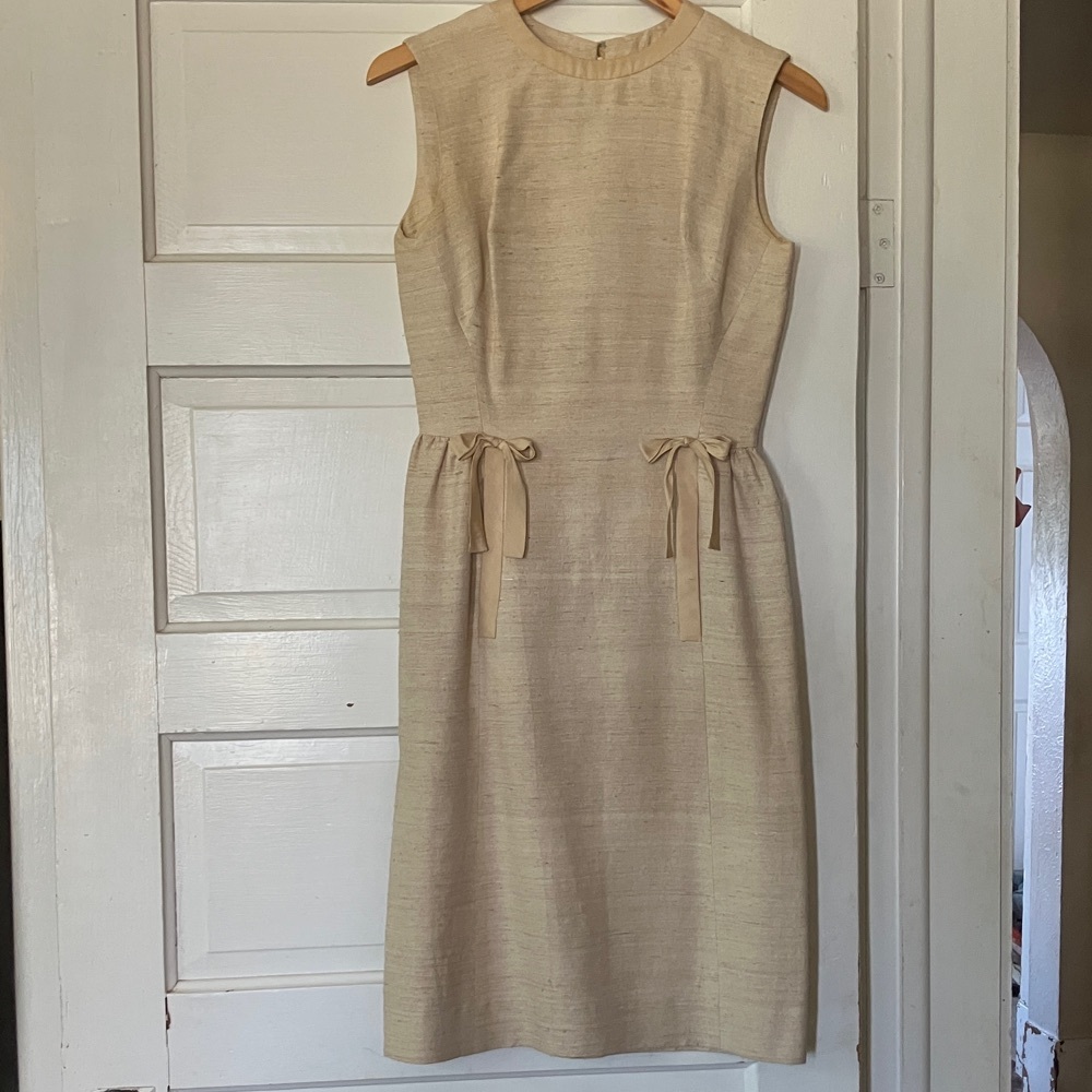 Neiman Marcus Tan Midi Dress